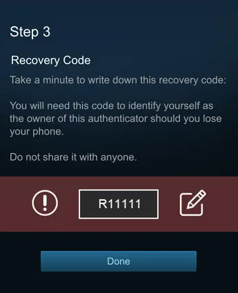 Steam Guard Mobile Recovery Code
